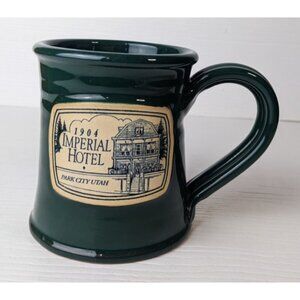 Deneen Pottery Green Handled Coffee Mug Imperial Hotel Park City Utah